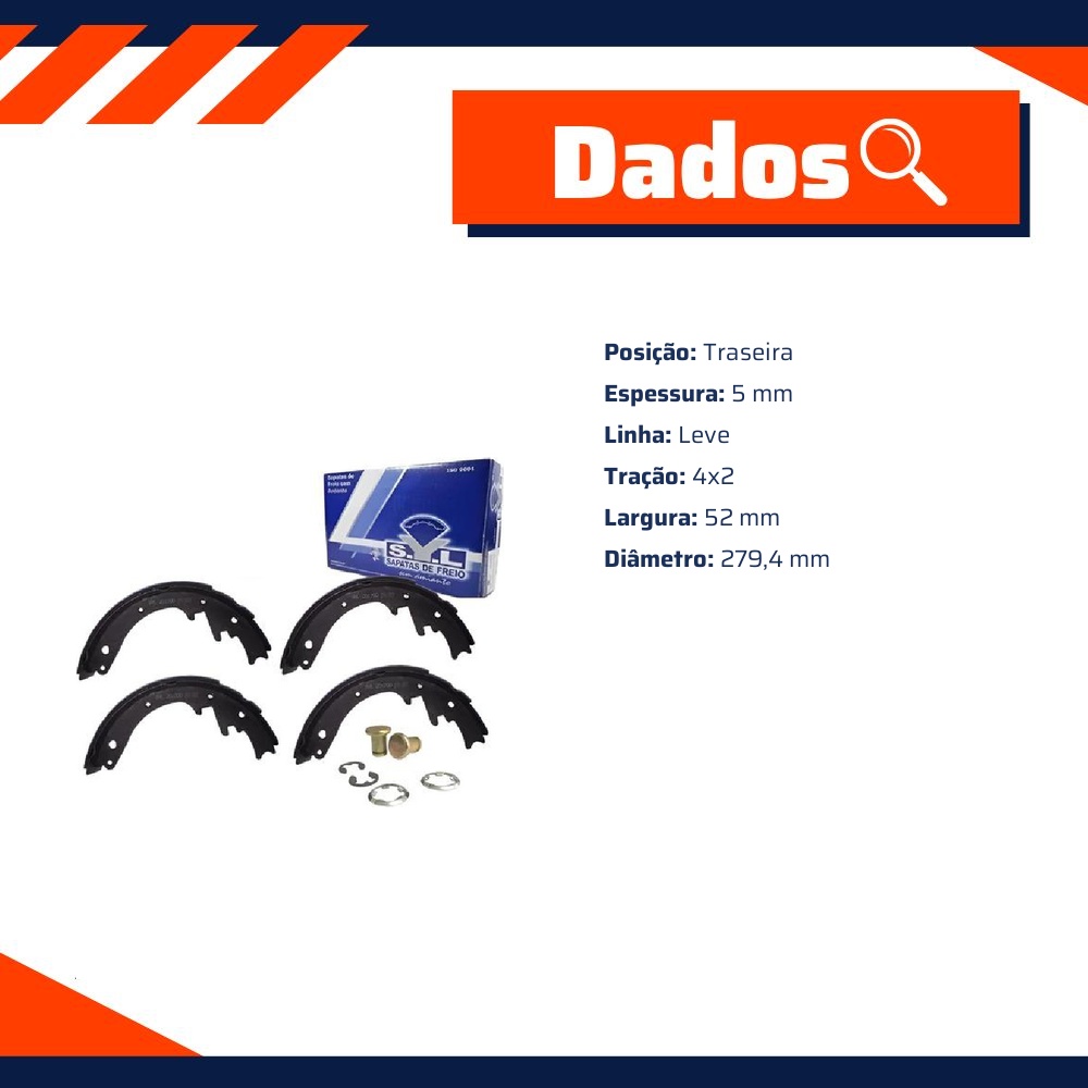 Sapata de Freio para Chevrolet Blazer e S10 - Syl - 201700