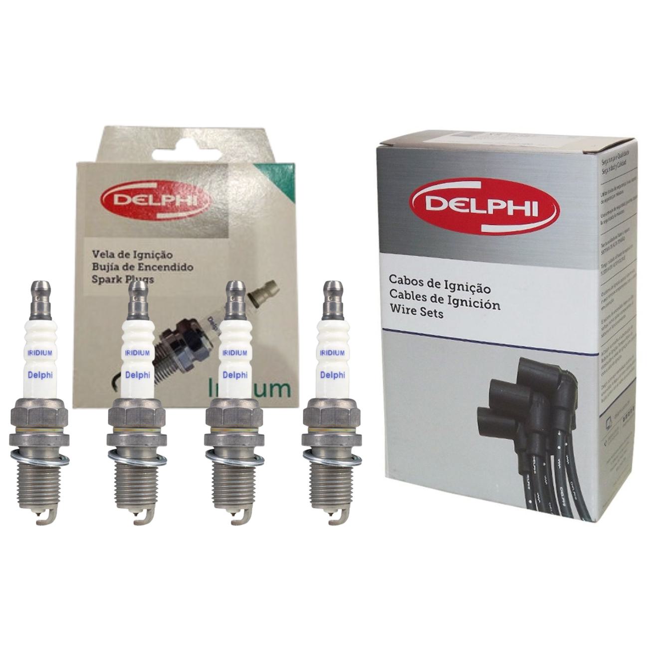 Kit Cabo de Vela e 4 Velas Ignição Iridium - Delphi - XH60008 / XS10566