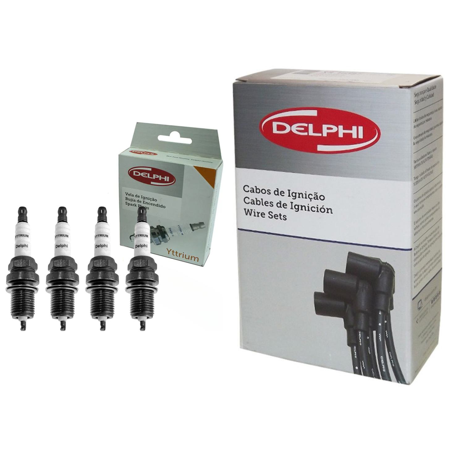 Kit Cabo de Vela e 4 Velas Ignição Yttrium - Delphi - XH40006 / XS10565