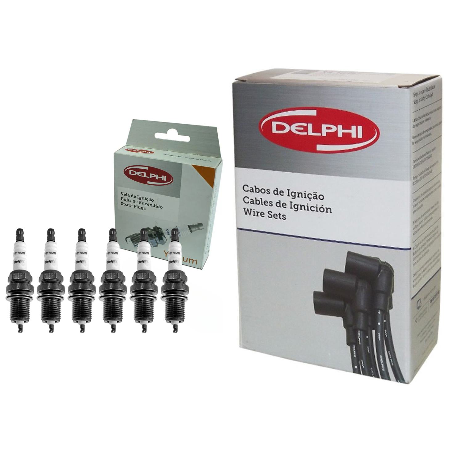 Kit Cabo de Vela e 6 Velas Ignição Yttrium - Delphi - XH40008 / XS10106