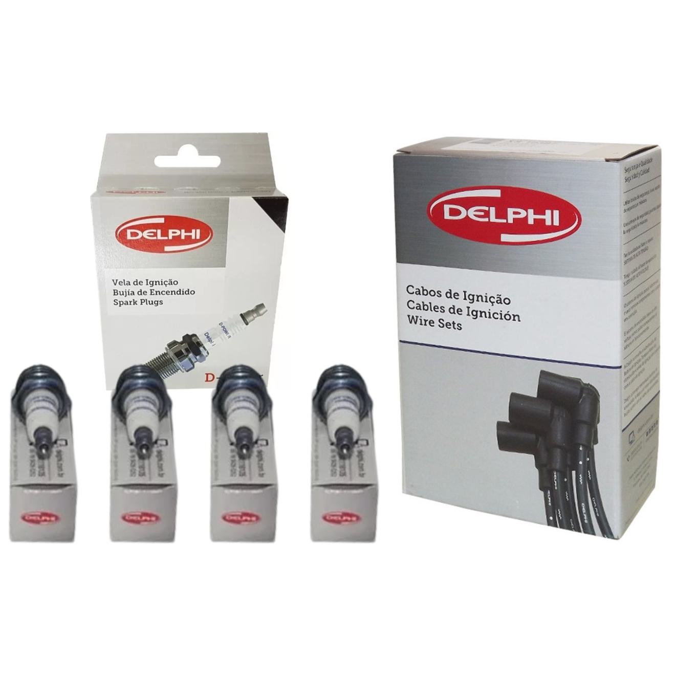 Kit Cabo de Vela e 4 Velas Ignição D-Power - Delphi - XH70030 / XS10638