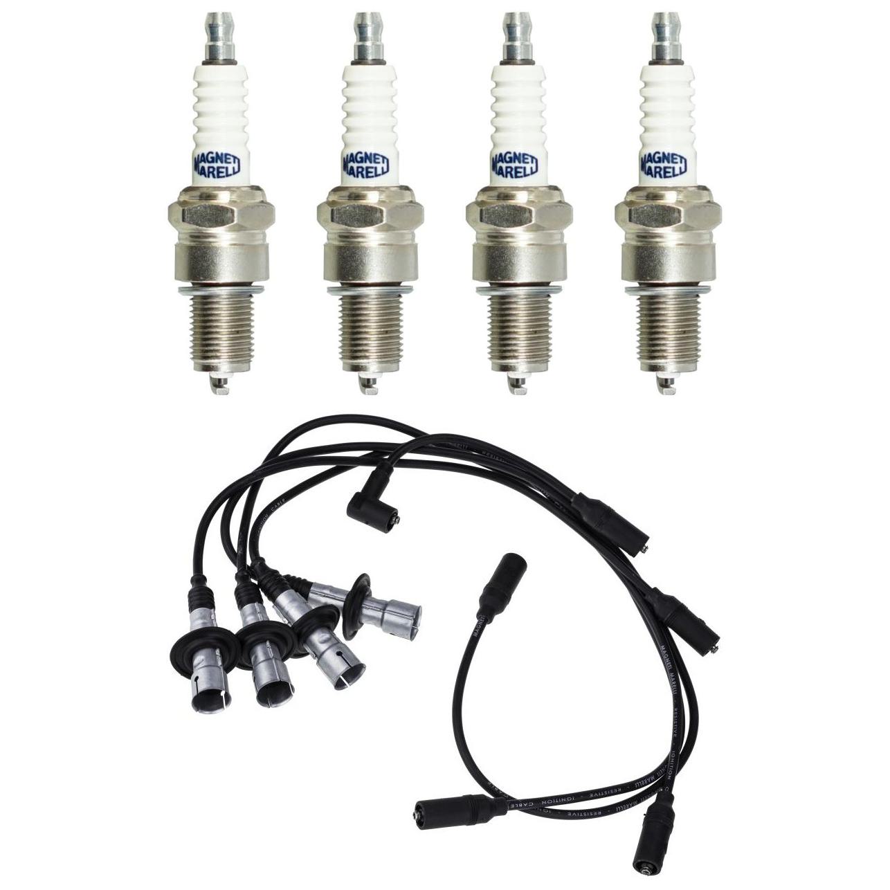 Kit 4 Vela Ignição e Cabo de Vela - Magneti Marelli - CVMV1302 / E5TCMM
