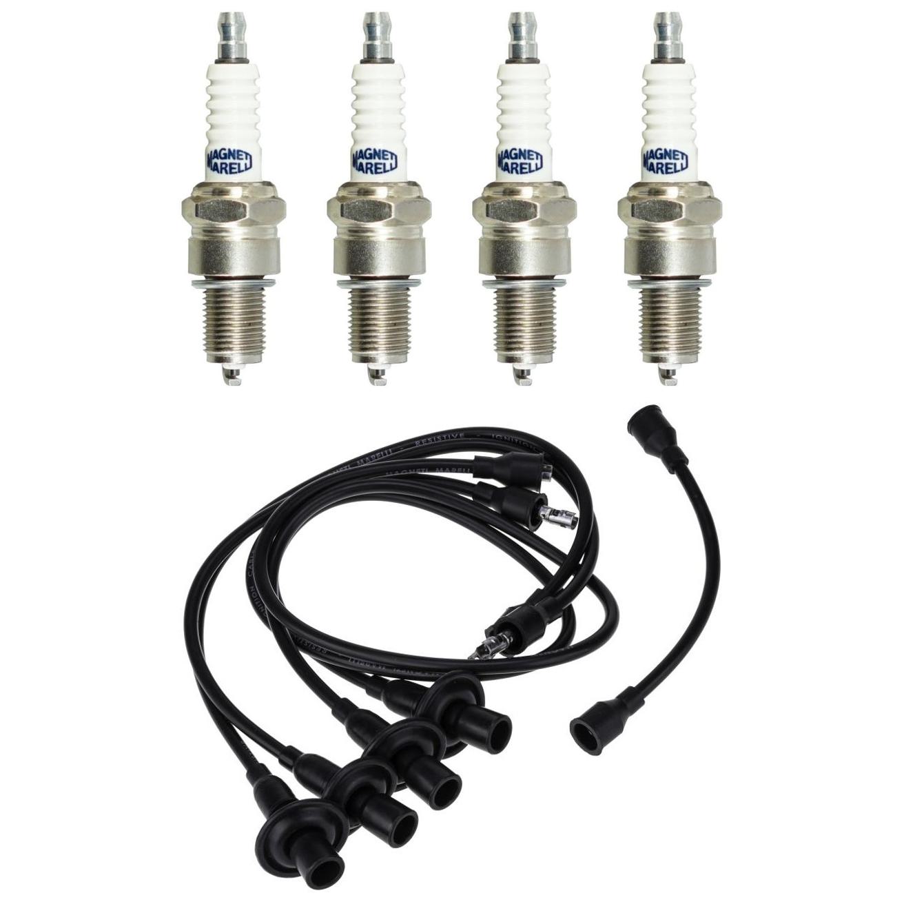 Kit 4 Vela Ignição e Cabo - Magneti Marelli - CVMV1202 / E5TCMM