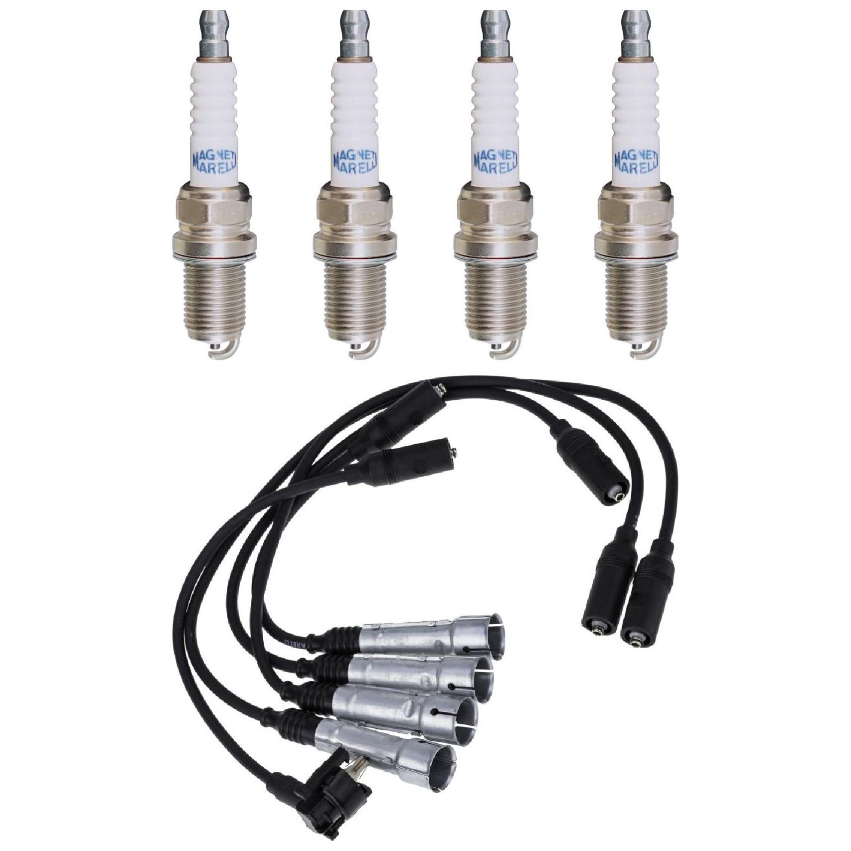 Kit 4 Vela Ignição MultiE e Cabo - Magneti Marelli - CVMV0902 / F5RTJYMM