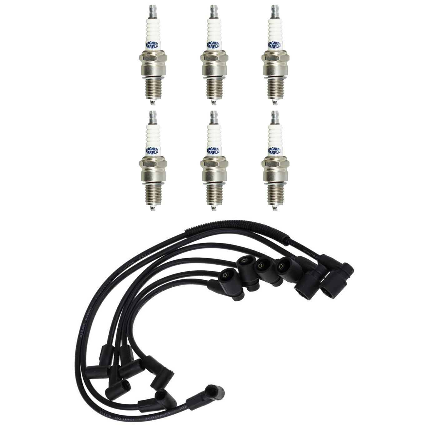 Kit 6 Vela Ignição e Cabo de Vela - Magneti Marelli - CVMG7502 / F5TCMM