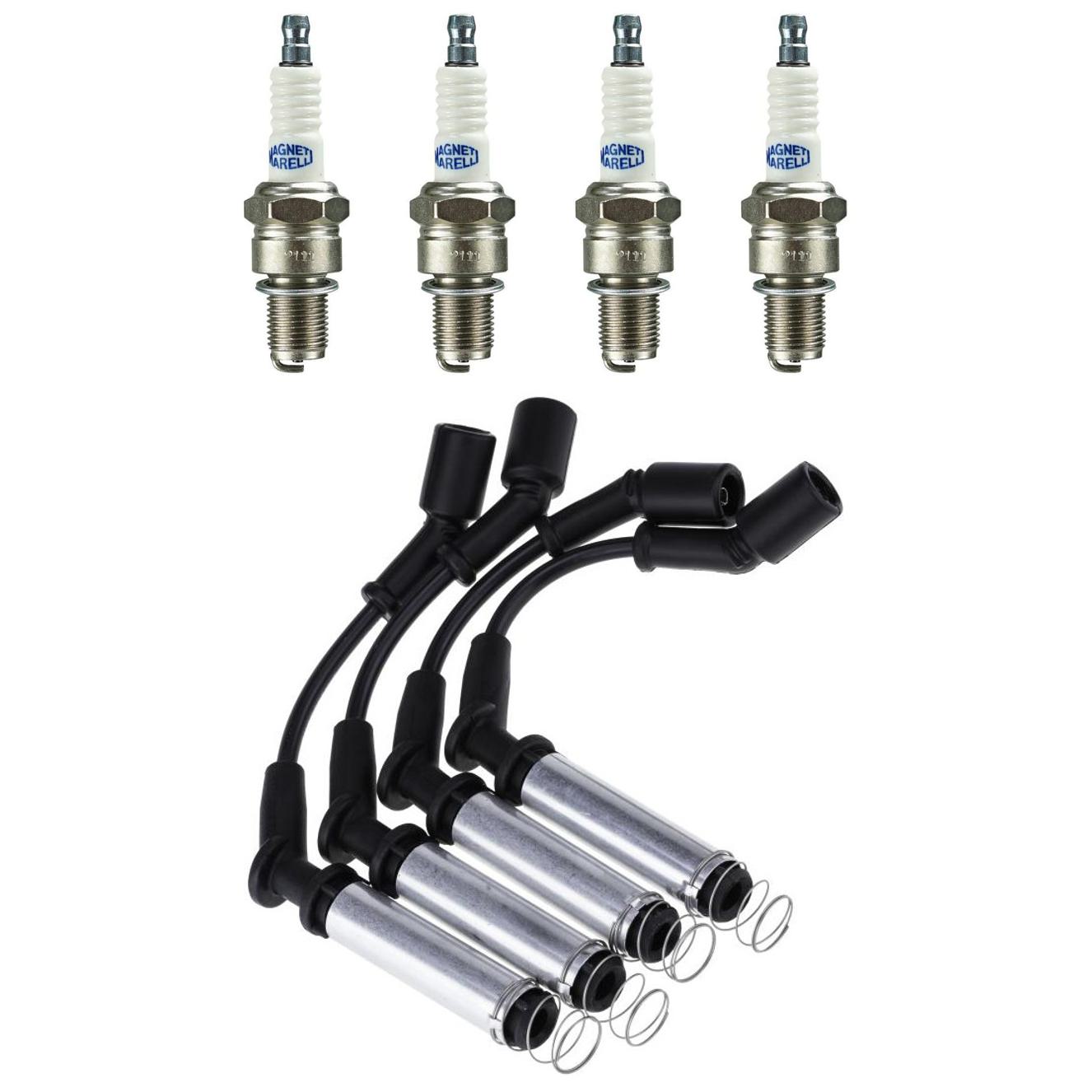 Kit 4 Vela Ignição e Cabo - Magneti Marelli - CVMMG101 / F8RCMM