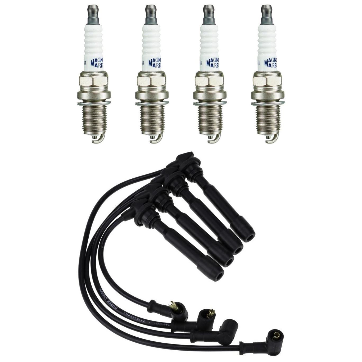 Kit 4 Vela Ignição V-Form e Cabo - Magneti Marelli - CVMH1102 / K5RF2MM