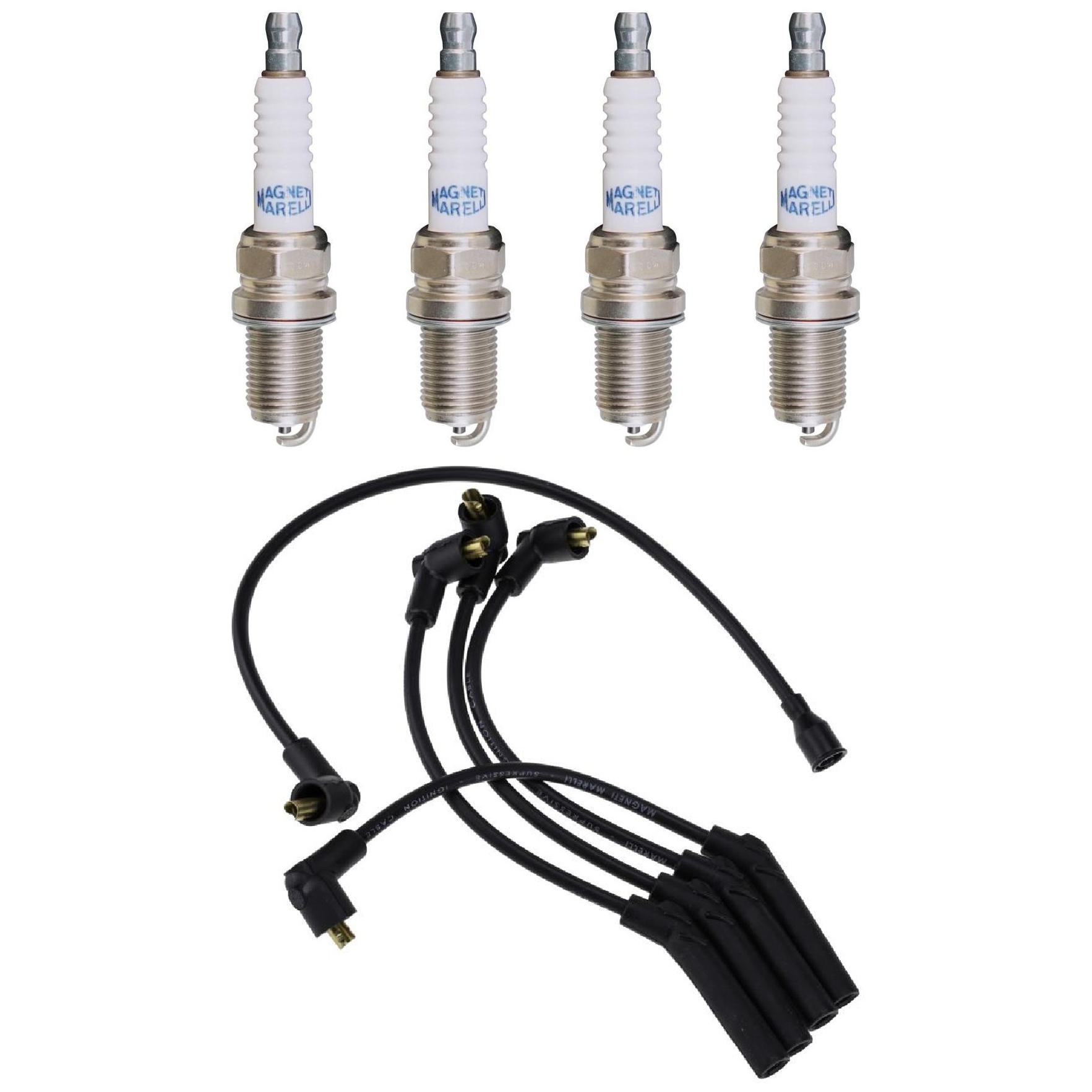 Kit 4 Vela Ignição e Cabo - Magneti Marelli - CVMF2902 / K5RTCMM