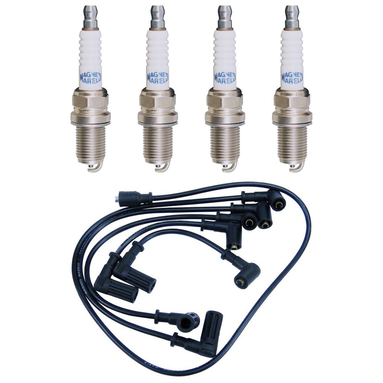 Kit 4 Vela Ignição e Cabo - Magneti Marelli - CVMT5202 / K5RTCMM