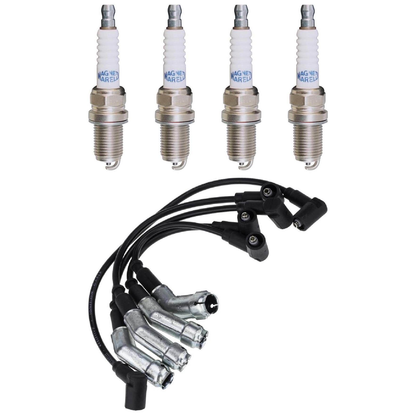 Kit 4 Vela Ignição e Cabo - Magneti Marelli - CVMV0302 / K5RTCMM