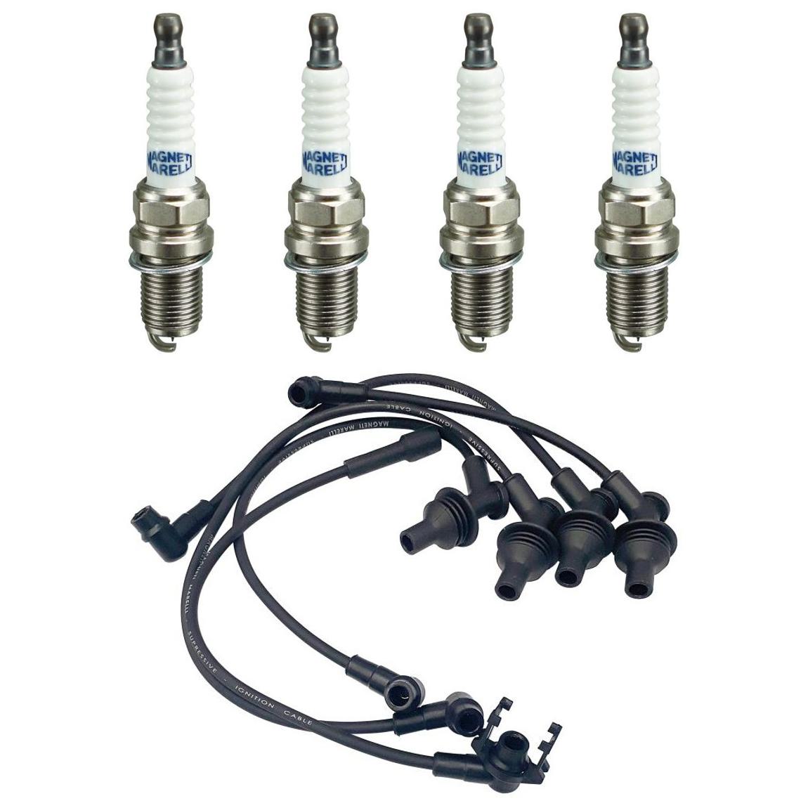 Kit 4 Vela Ignição MultiE e Cabo - Magneti Marelli - CVMR0702 / K6RDYMM