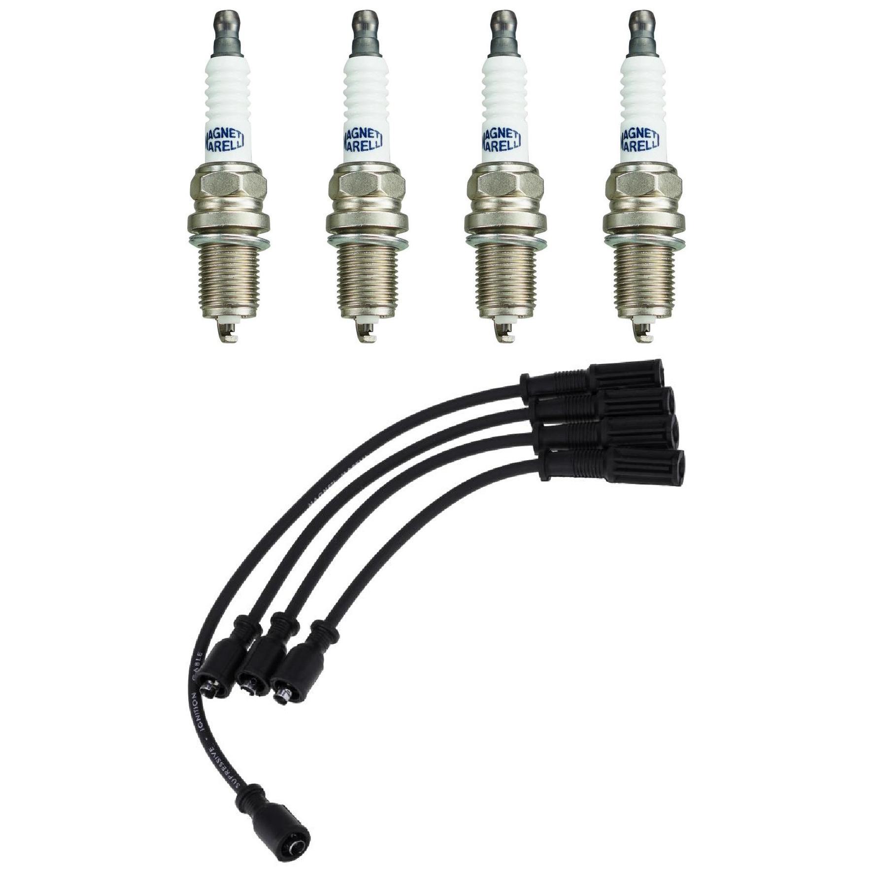 Kit 4 Vela Ignição V-Form e Cabo - Magneti Marelli - CVMT5402 / K6RFMM