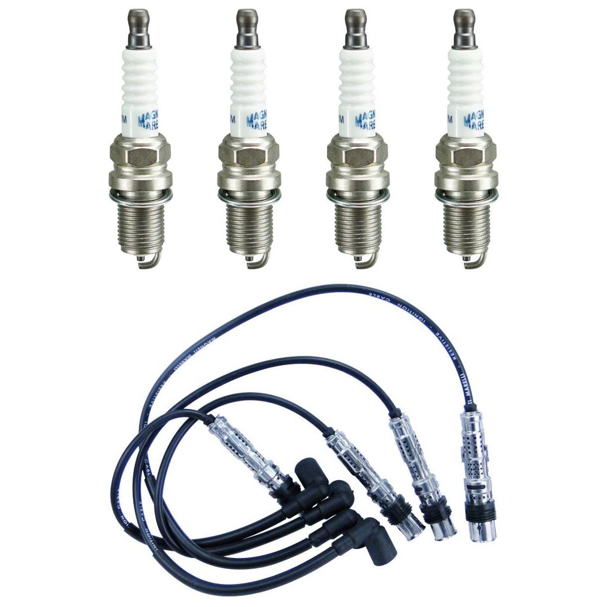 Kit 4 Vela Ignição e Cabo - Magneti Marelli - CVMV4202 / K7RAMM