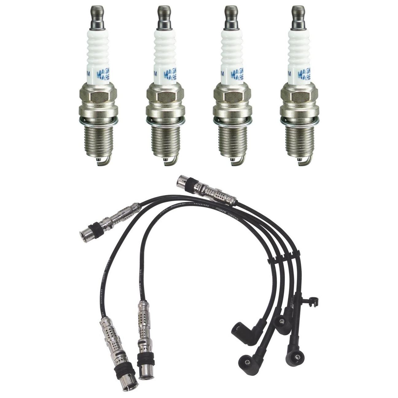 Kit 4 Vela Ignição e Cabo - Magneti Marelli - CVMV3002 / K7RTCMM