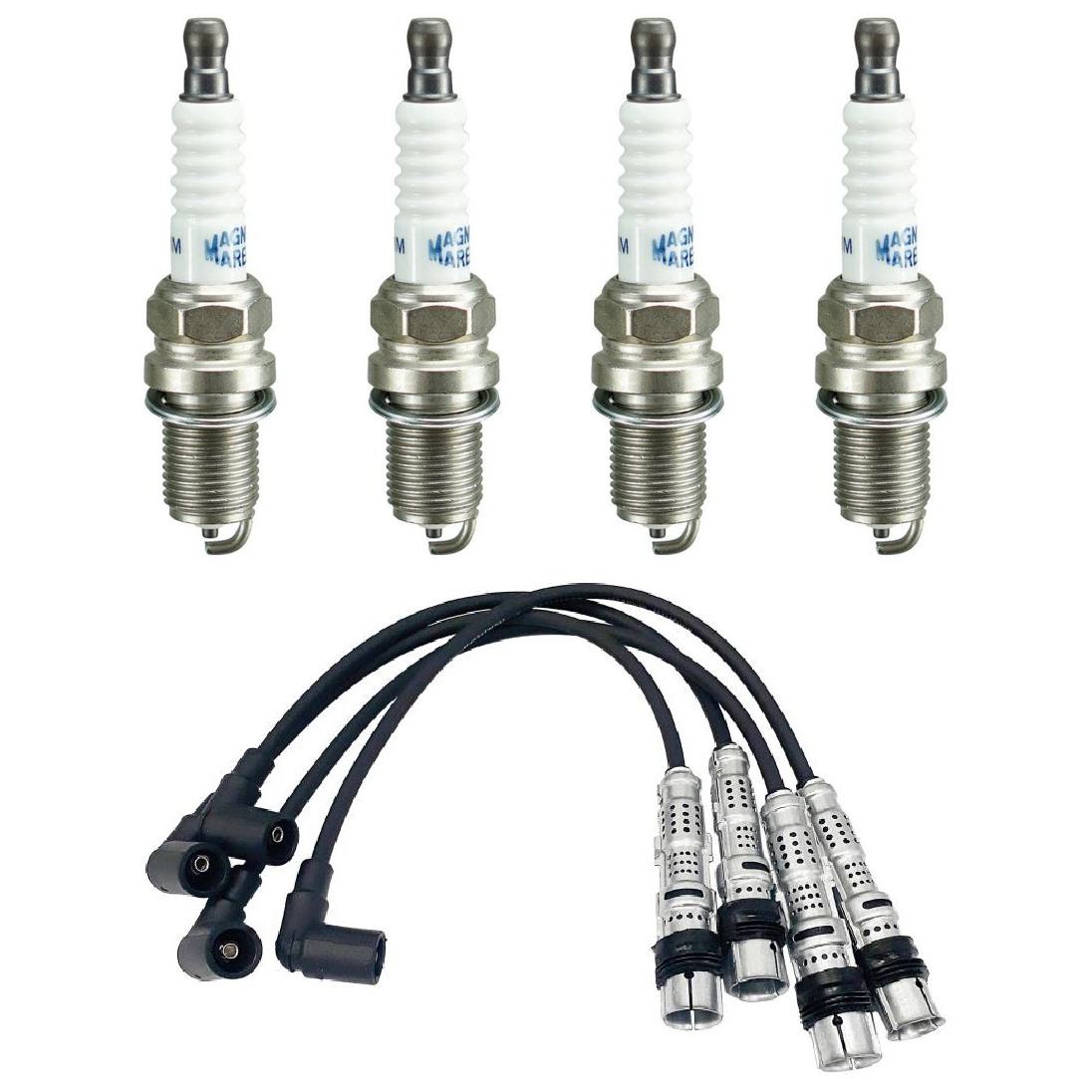 Kit 4 Vela Ignição e Cabo - Magneti Marelli - CVMV3802 / K7RTCMM