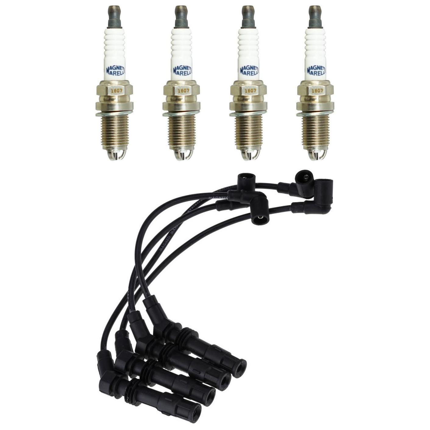 Kit 4 Vela Ignição MultiE e Cabo Magneti Marelli - CVMM9002 / K7RTJYMM10