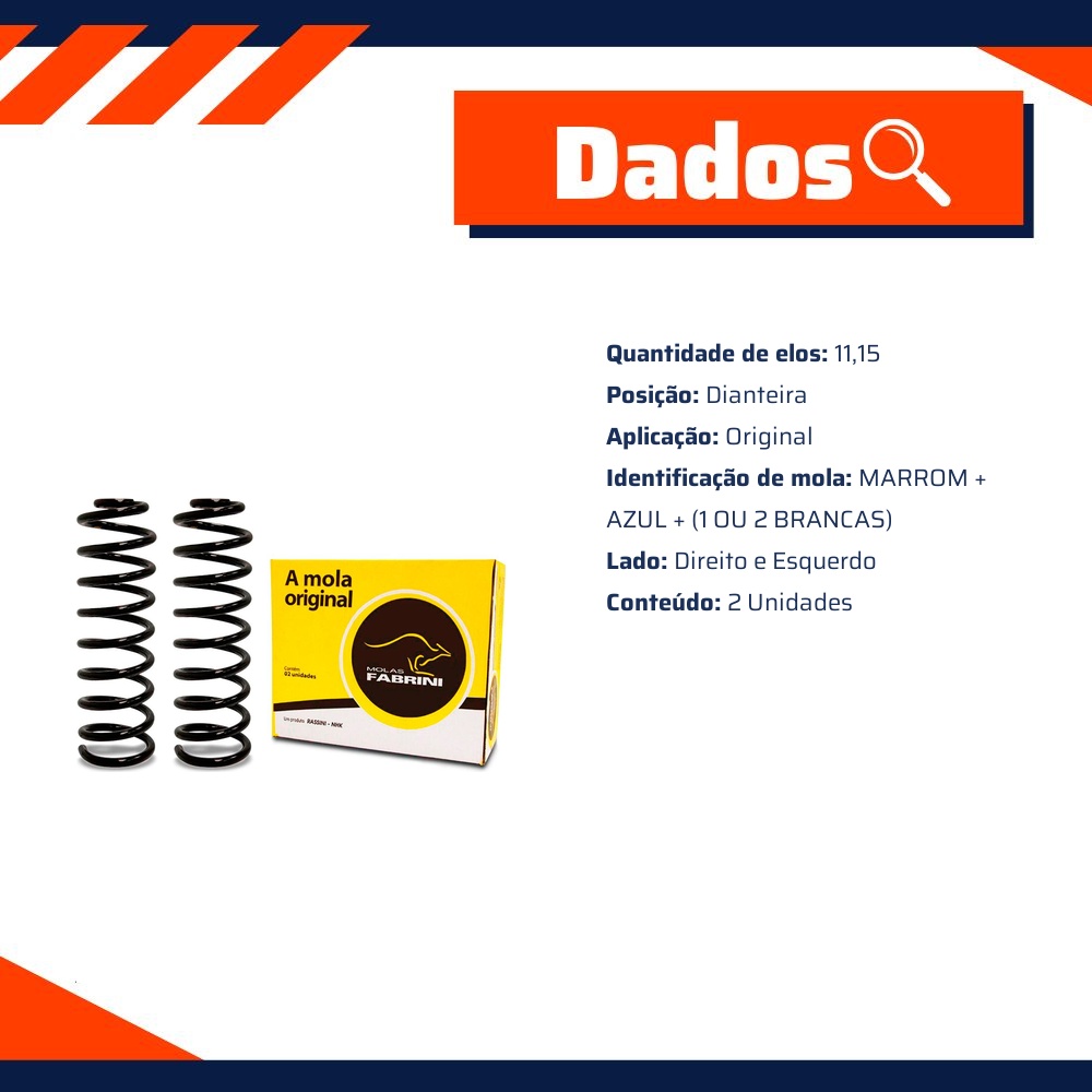 Par de Molas Dianteiras para Chevrolet Opala - Fabrini - I-CH0242