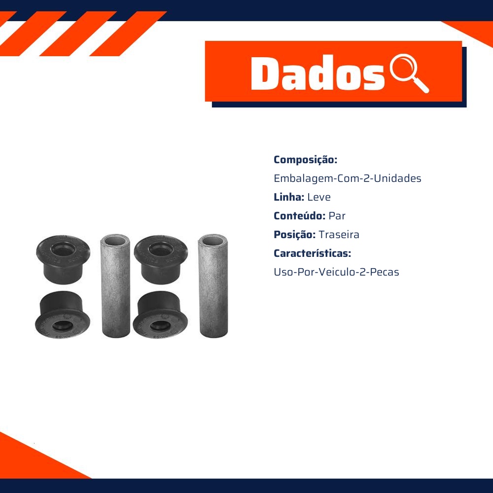 Par de Bucha Traseira do Feixe de Molas para Ford Ranger - Monroe Axios - 044.0878