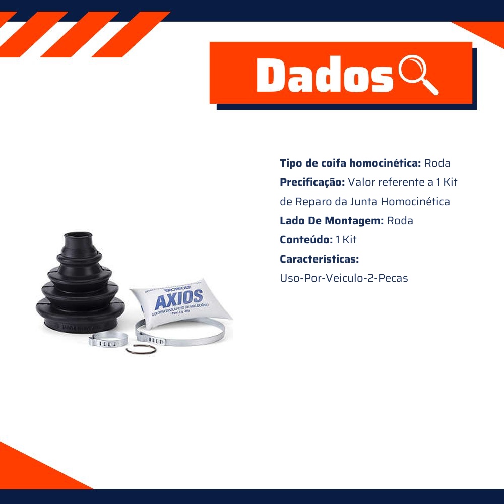 Kit da Coifa de Homocinética para Fiat Fiorino e Palio - Monroe Axios - 5412408