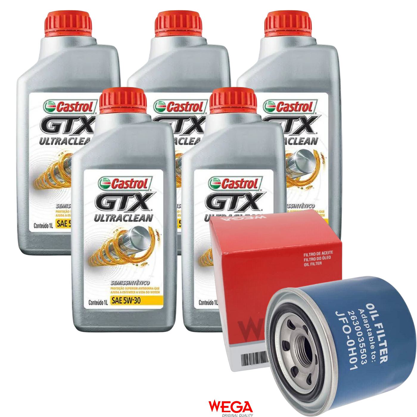 Kit Filtro e 5L Óleo Motor 5W30 GTX - Castrol / Wega - 3435995 / JFO-0H01