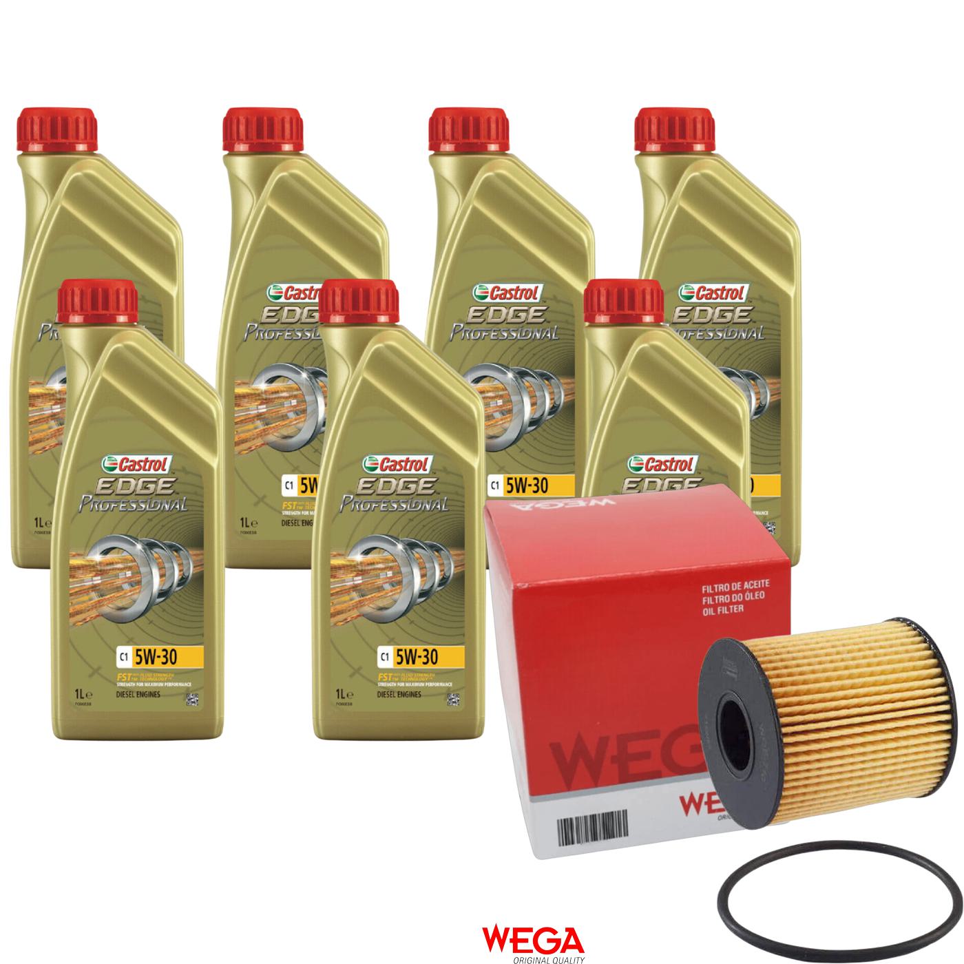 Kit Filtro e 7L Óleo Motor 5W30 Edge - Castrol / Wega - 3435580 / WOE-710