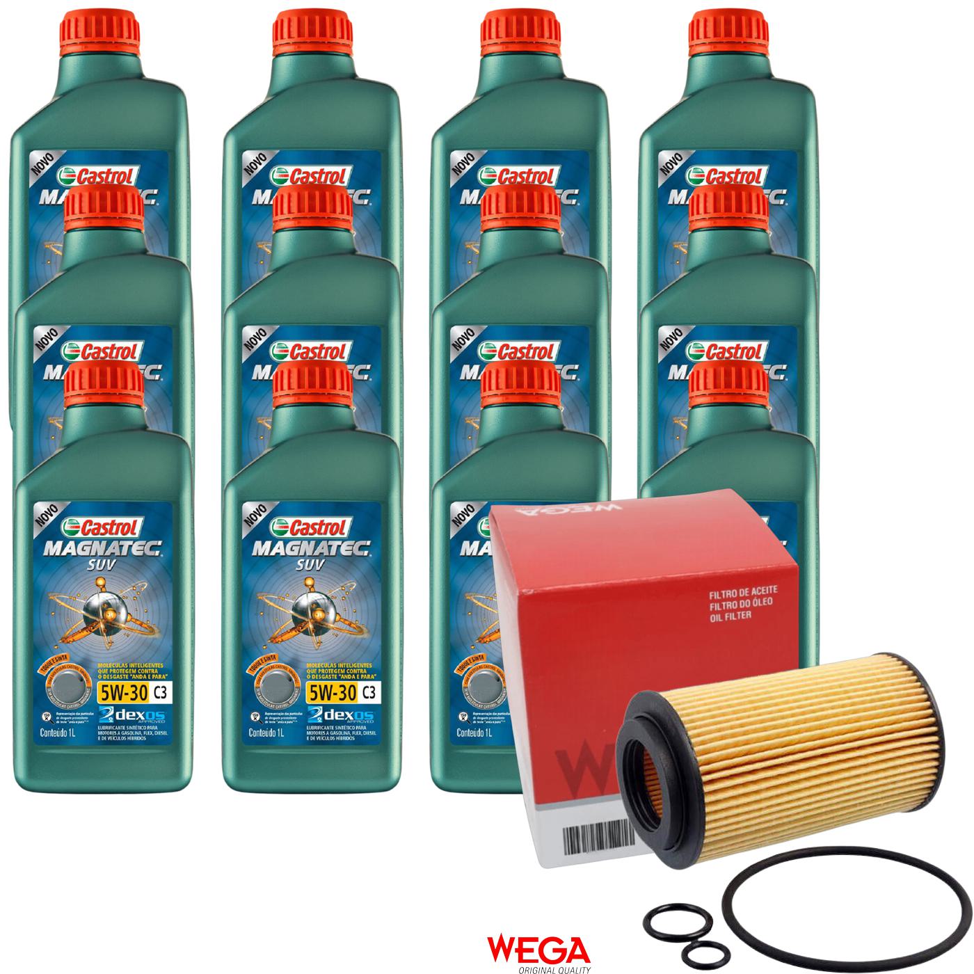 Kit Filtro e 12L Óleo Motor 5W30 Magnatec - Castrol / Wega - 3430831 / WOE-455