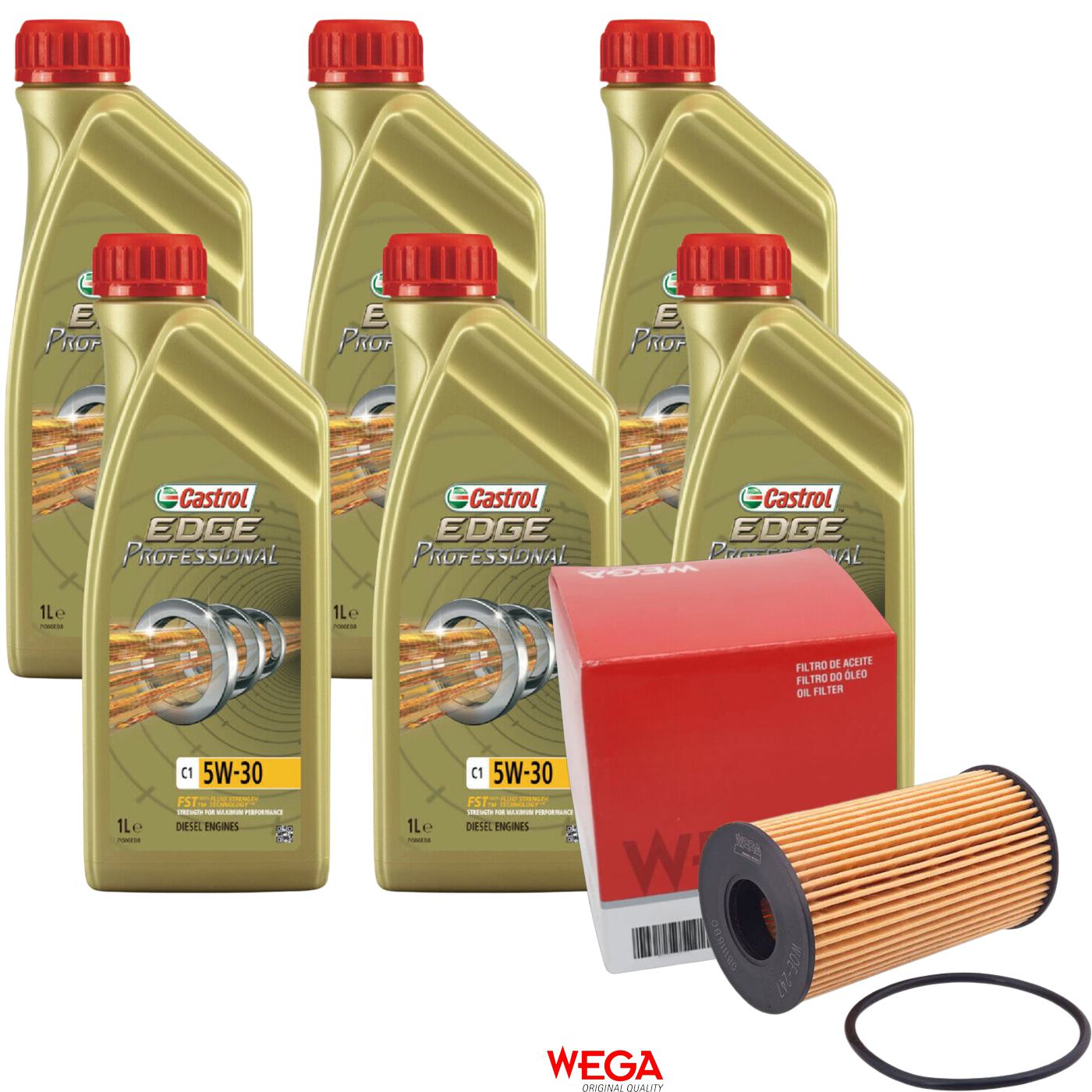 Kit Filtro e 6L Óleo Motor 5W30 Edge - Castrol / Wega - 3435580 / WOE-247