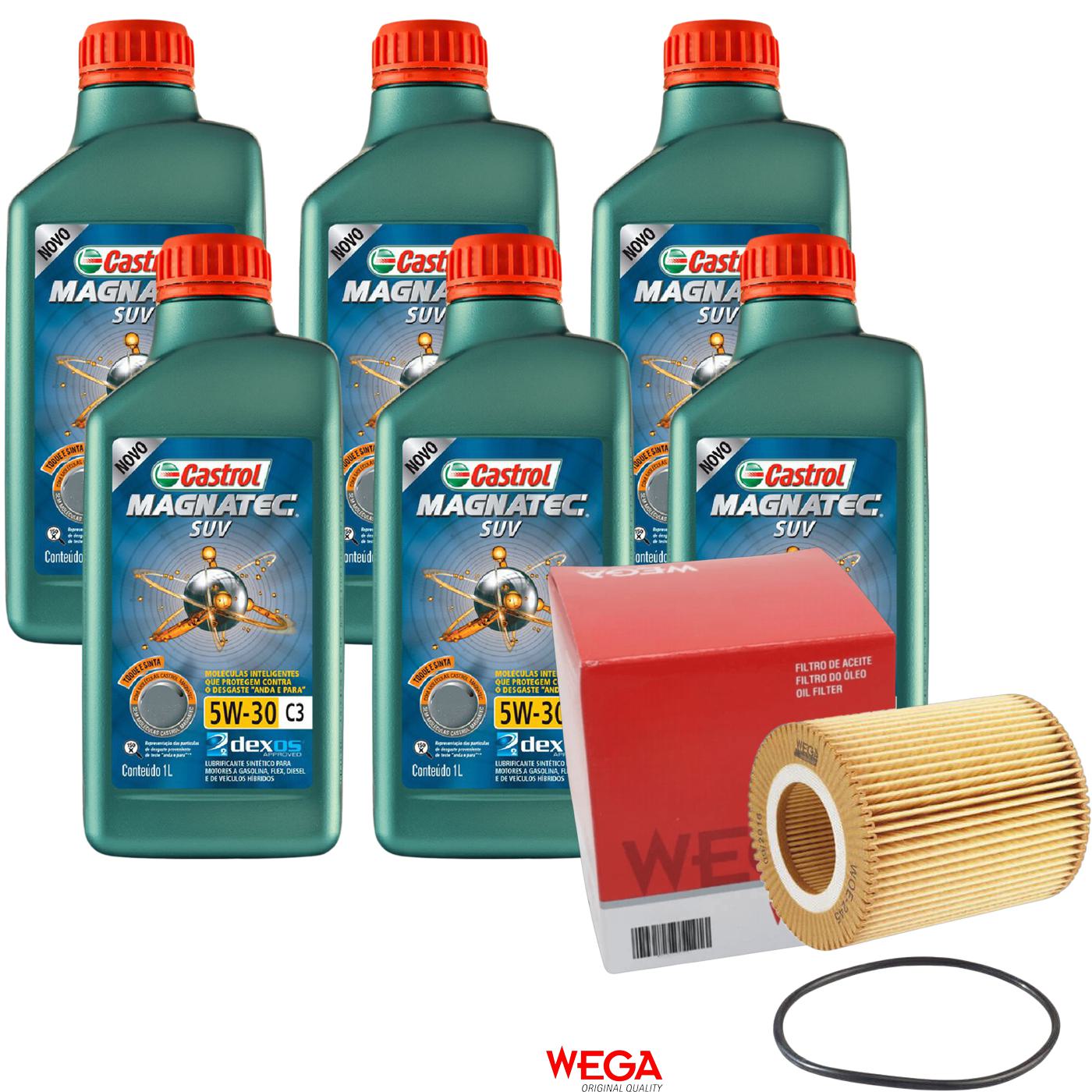 Kit Filtro e 6L Óleo Motor 5W30 Magnatec - Castrol / Wega - 3430831 / WOE-245