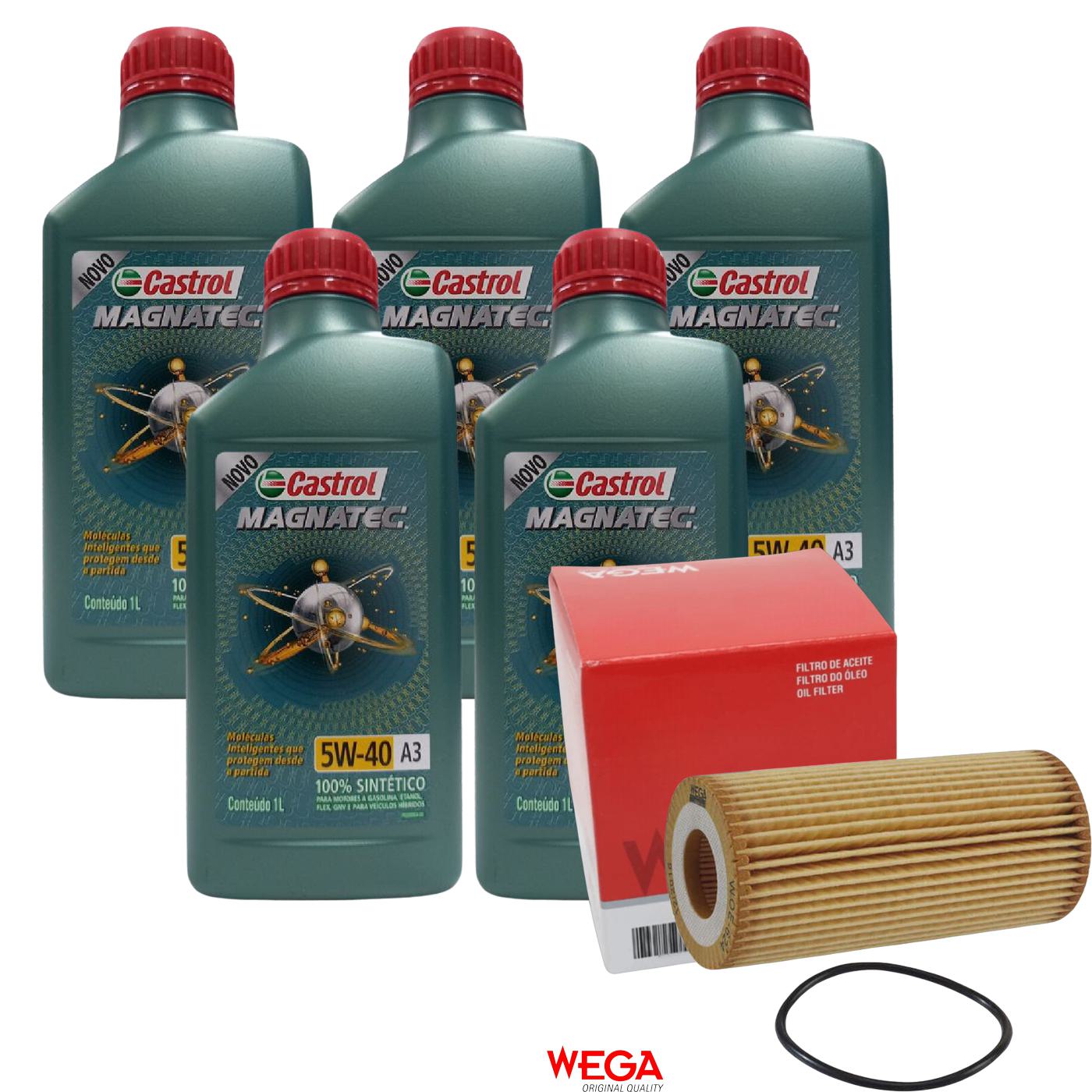 Kit Filtro e 5L Óleo Motor 5W40 Magnatec - Castrol / Wega - 3436621 / WOE-624