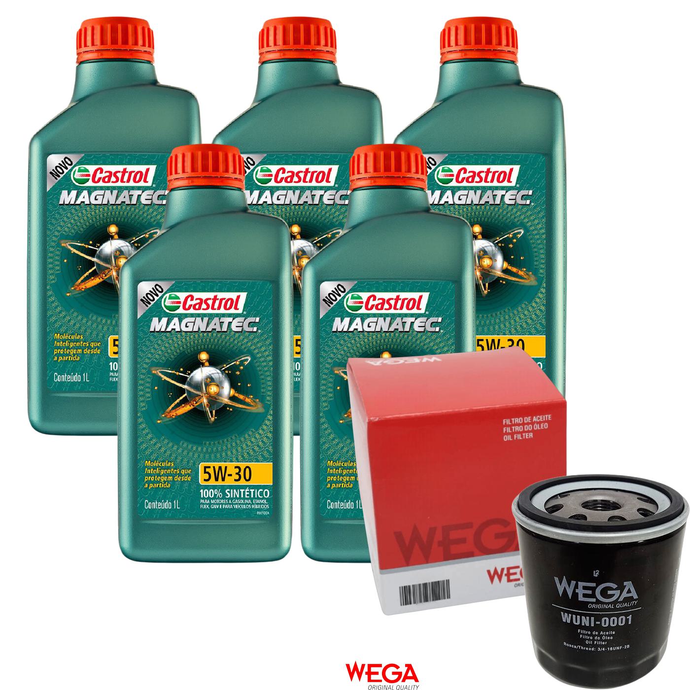Kit Filtro e 5L Óleo Motor 5W30 Magnatec - Castrol / Wega - 3434565 / WUNI-0001