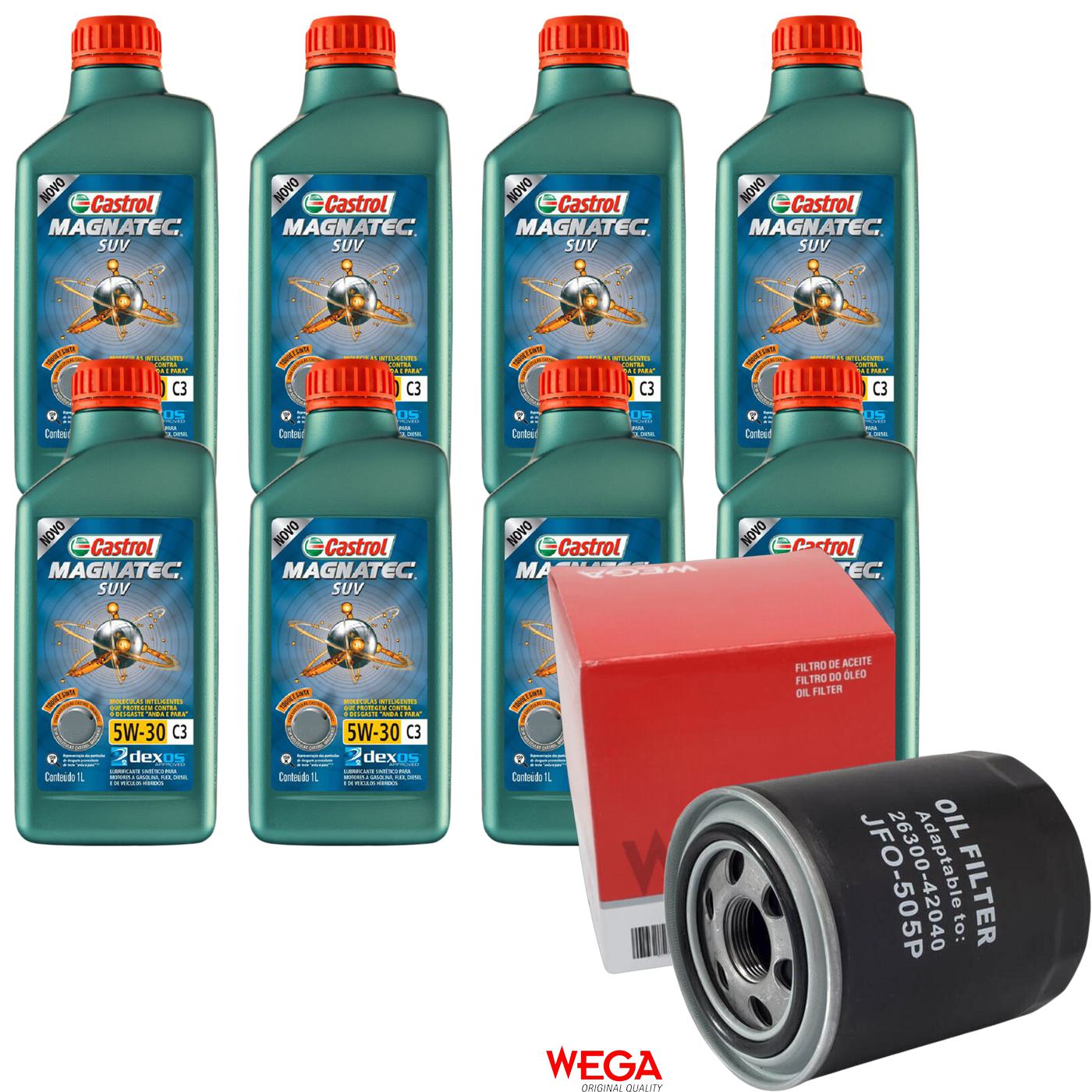 Kit Filtro e 8L Óleo Motor 5W30 Magnatec - Castrol / Wega - 3430831 / JFO-0505P