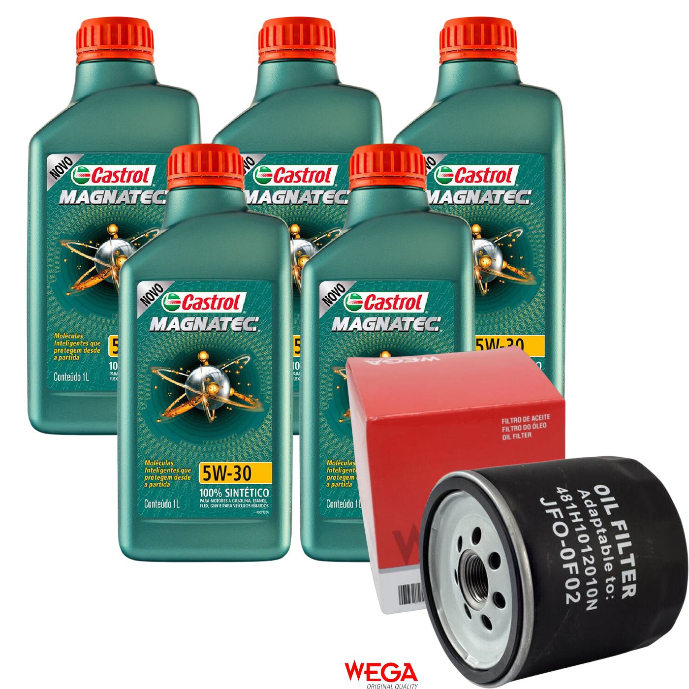 Kit Filtro e 5L Óleo Motor 5W30 Magnatec - Castrol / Wega - 3434565 / JFO-0F02