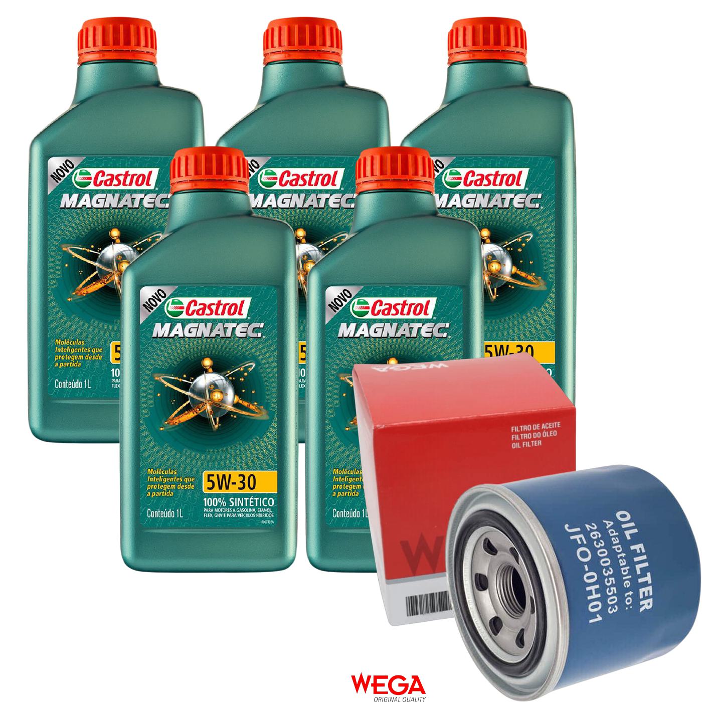 Kit Filtro e 5L Óleo Motor 5W30 Magnatec - Castrol / Wega - 3434565 / JFO-0H01