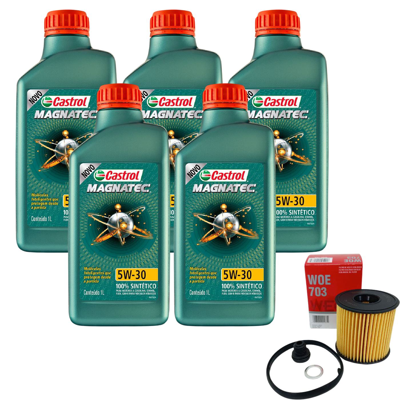 Kit Filtro e 5L Óleo Motor 5W30 Magnatec - Castrol / Wega - 3434565 / WOE-703