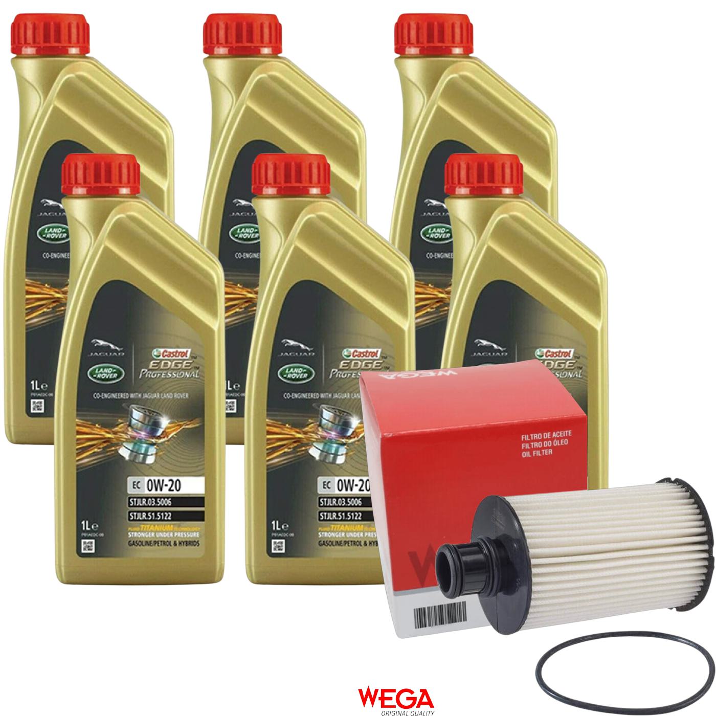 Kit Filtro e 6L Óleo Motor 0W20 Edge - Castrol / Wega - 3435390 / WOE-621
