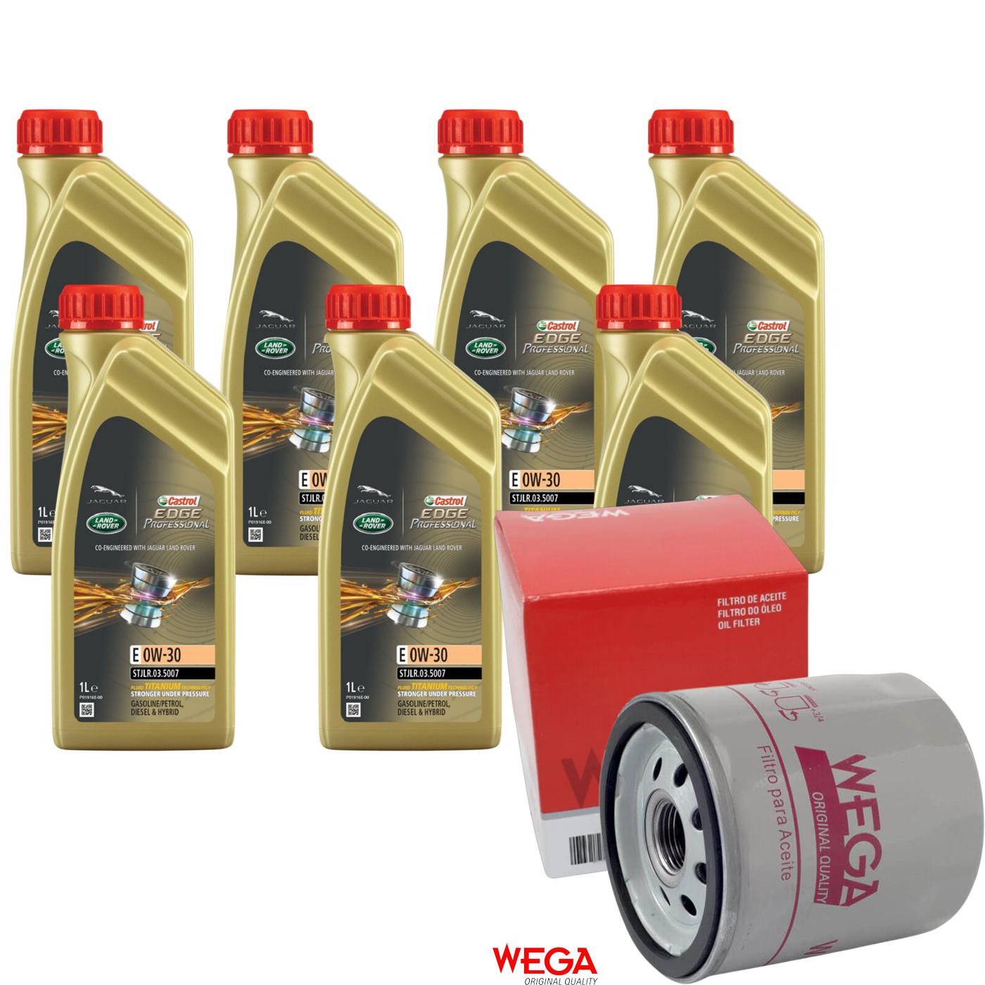 Kit Filtro e 7L Óleo Motor 0W30 Edge - Castrol / Wega - 3435189 / WO-153