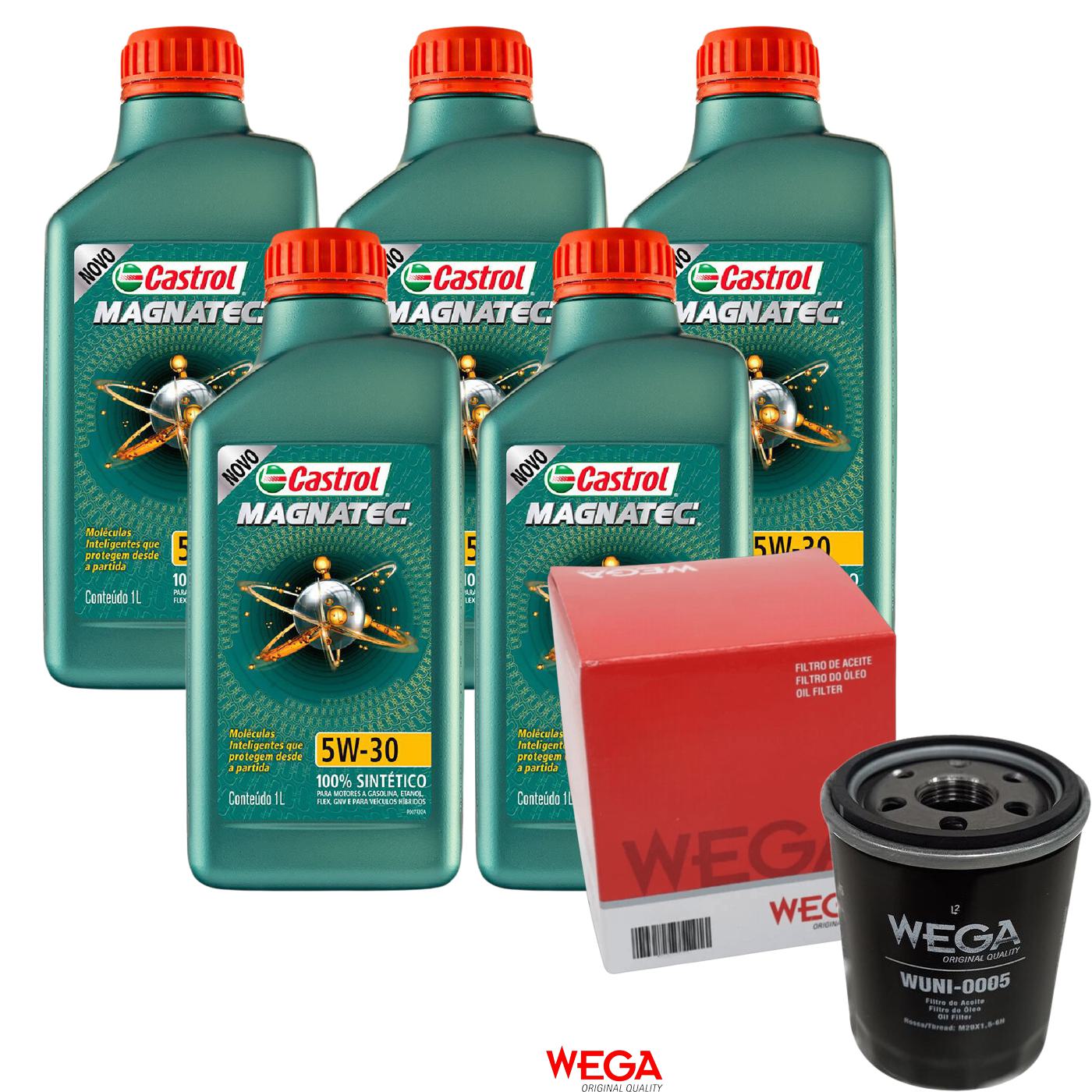 Kit Filtro e 5L Óleo Motor 5W30 Magnatec - Castrol / Wega - 3434565 / WUNI-0005