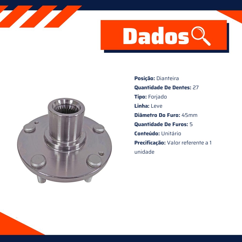 Cubo de Roda Dianteiro 5 Furos 27 Dentes - IMA - AL-885