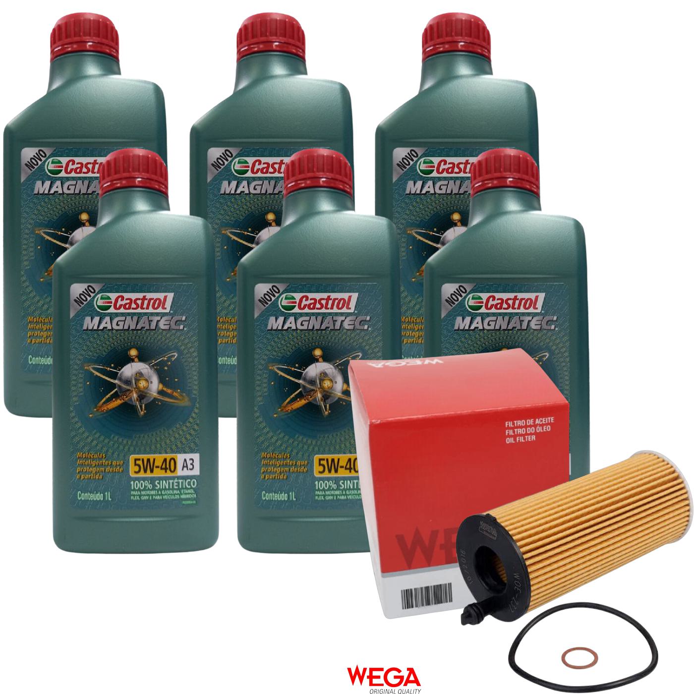 Kit Filtro e 6L Óleo Motor 5W40 Magnatec - Castrol / Wega - 3436621 / WOE-237