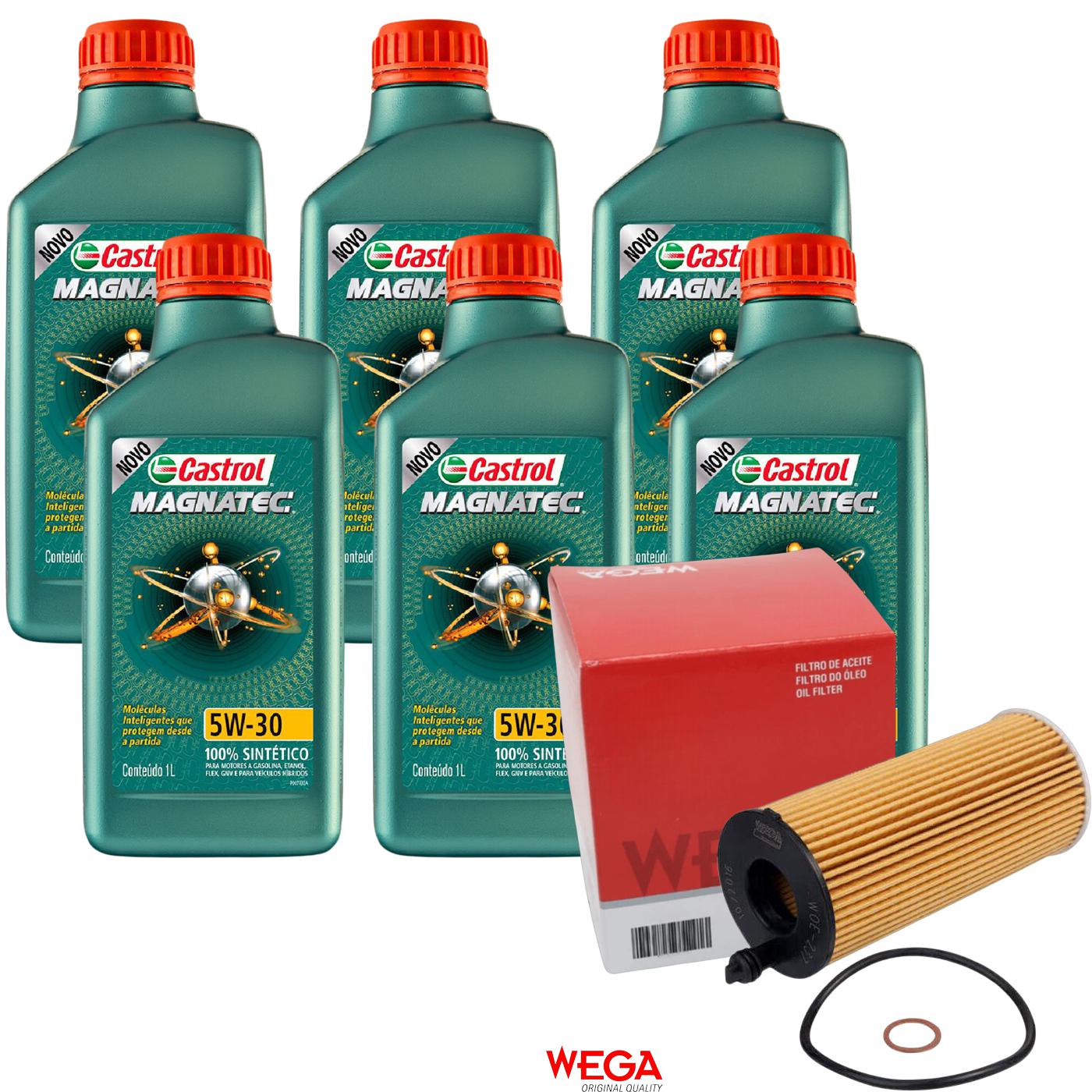 Kit Filtro e 6L Óleo Motor 5W30 Magnatec - Castrol / Wega - 3434565 / WOE-237