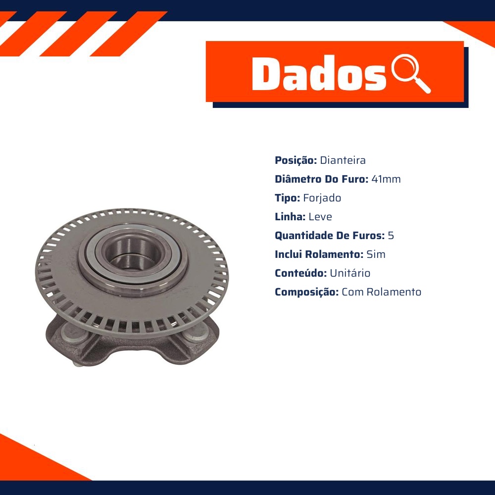 Cubo de Roda Dianteiro 5 Furos com Rolamento para Chevrolet Tracker e Suzuki Vitara - IMA - AL-737