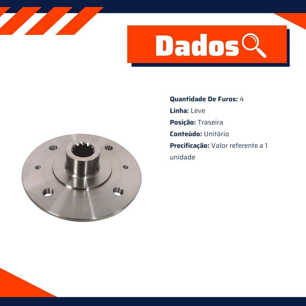 Cubo de Roda Traseiro 4 Furos para Volkswagen Brasilia e Fusca - IMA - AL-766