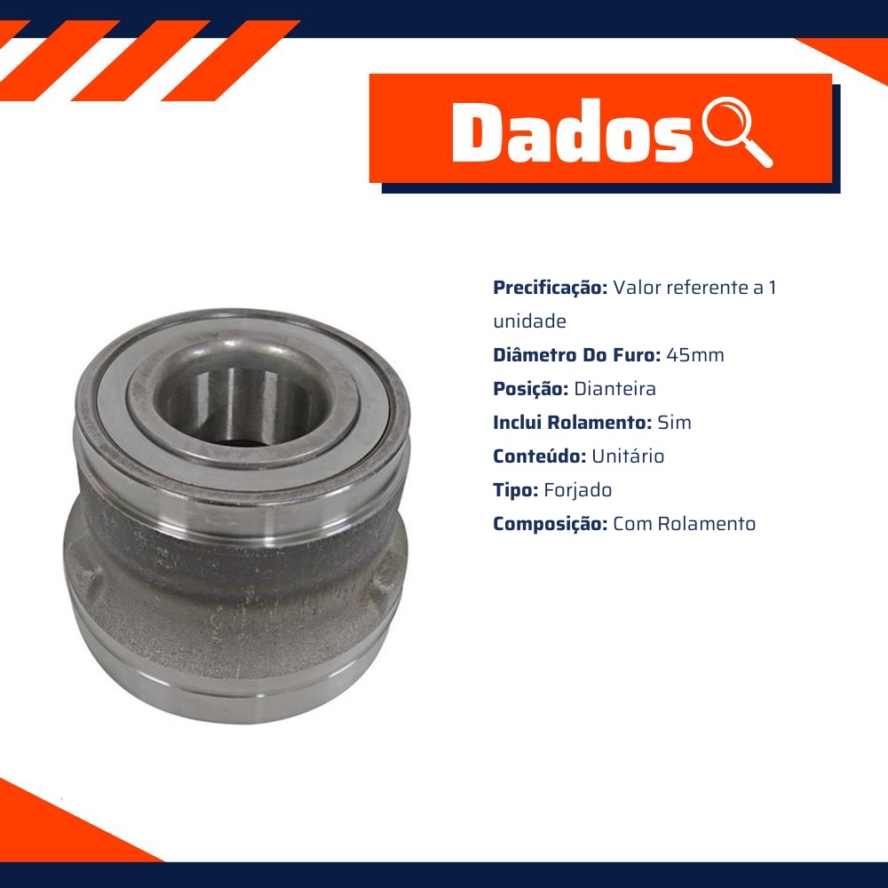 Cubo de Roda Dianteiro com Rolamento - IMA - AL-680