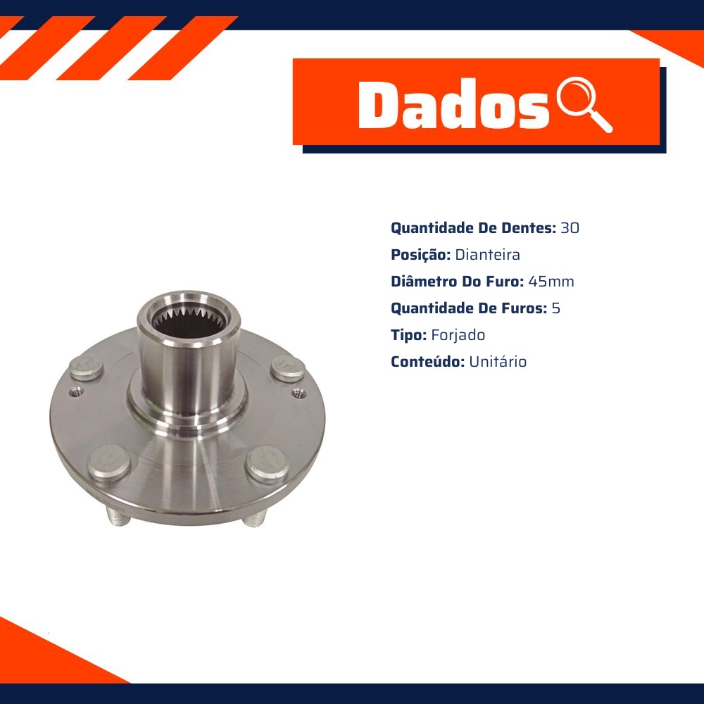 Cubo de Roda Dianteiro 5 Furos 30 Dentes para Hyundai Azera e KIA Sportage - IMA - AL-792