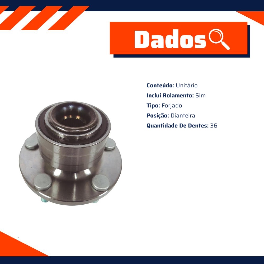 Cubo de Roda Dianteiro 36 Dentes com Rolamento para Ford Focus e Focus Sedan - IMA - AL-63