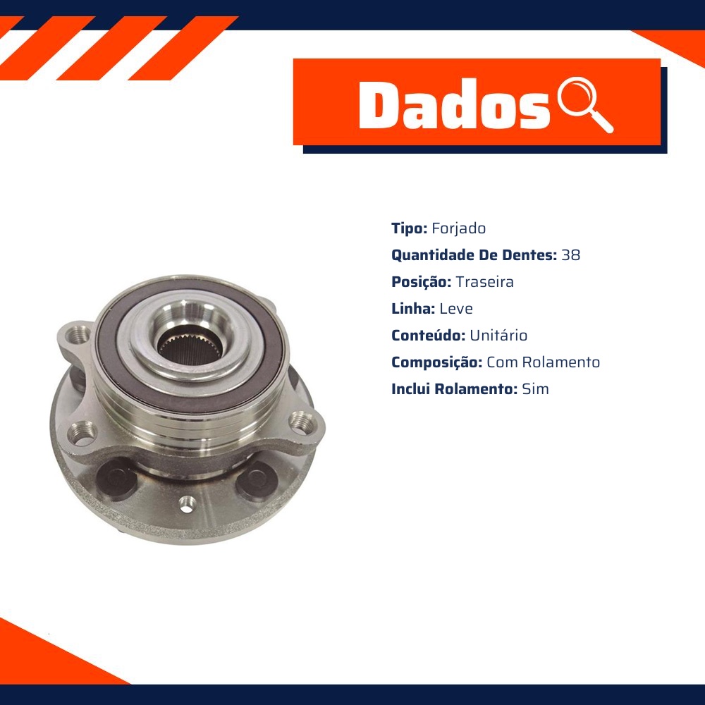 Cubo de Roda Traseiro 38 Dentes com Rolamento para Ford Edge - IMA - AL-550
