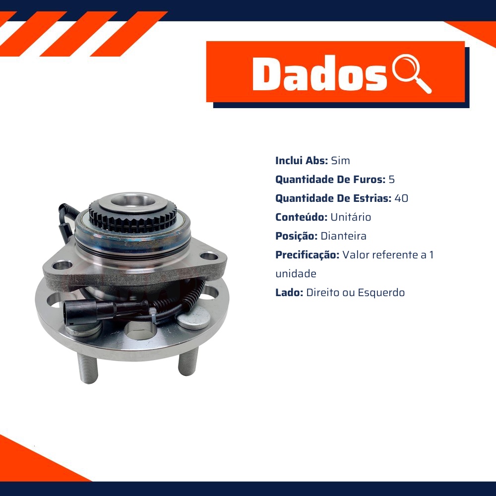 Cubo de Roda Dianteiro Direito ou Esquerdo 5 Furos com ABS - IMA - AL-687