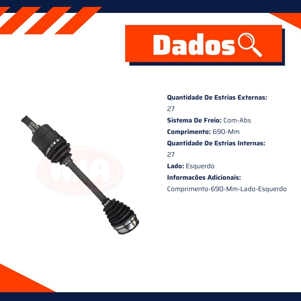 Semieixo Esquerdo para Hyundai Tucson e KIA Sportage - IMA - AL-1507
