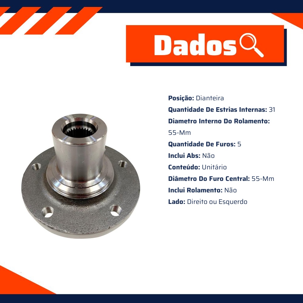 Cubo de Roda Dianteiro Direito ou Esquerdo 5 Furos sem Rolamento sem ABS para Renault Master - IMA - AL-177