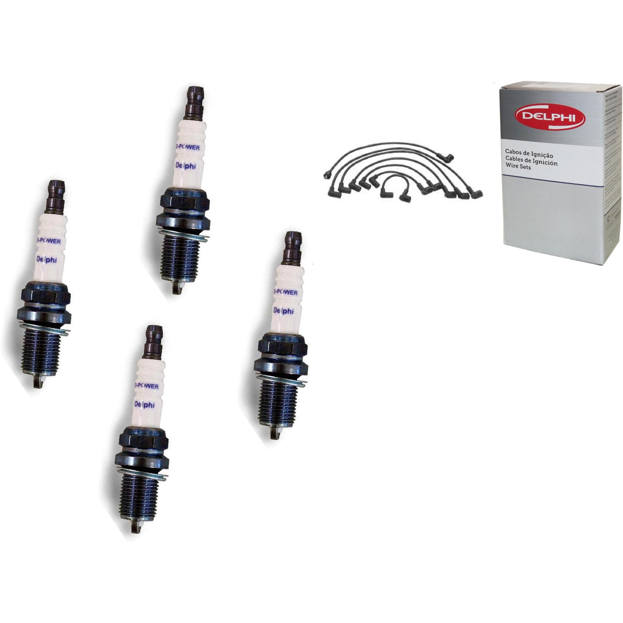 Kit Cabo de Vela e 4 Velas de Ignição D-Power - Delphi - XH70038/XS10093
